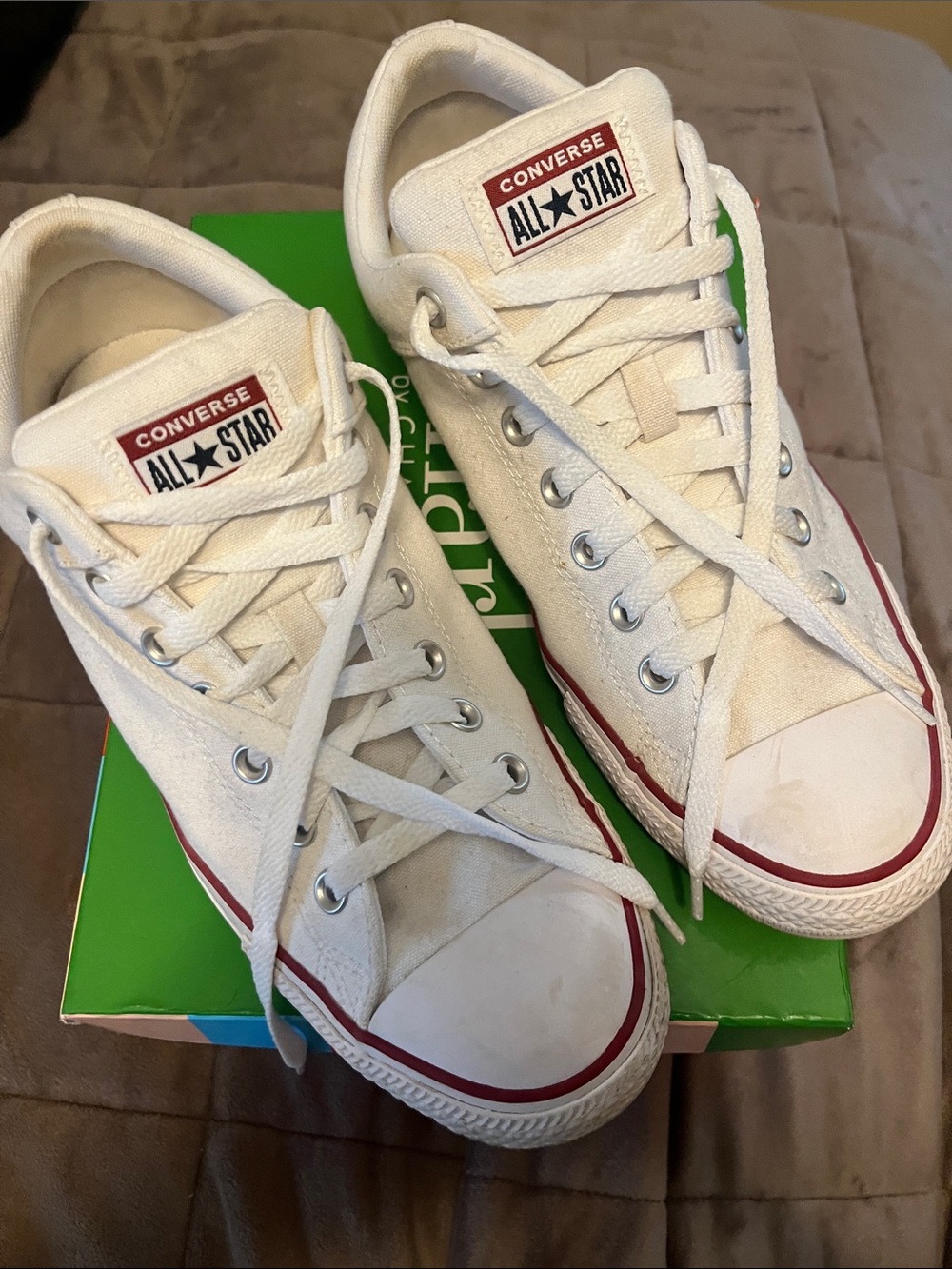 Converse All Star White Sneakers with Red Trim